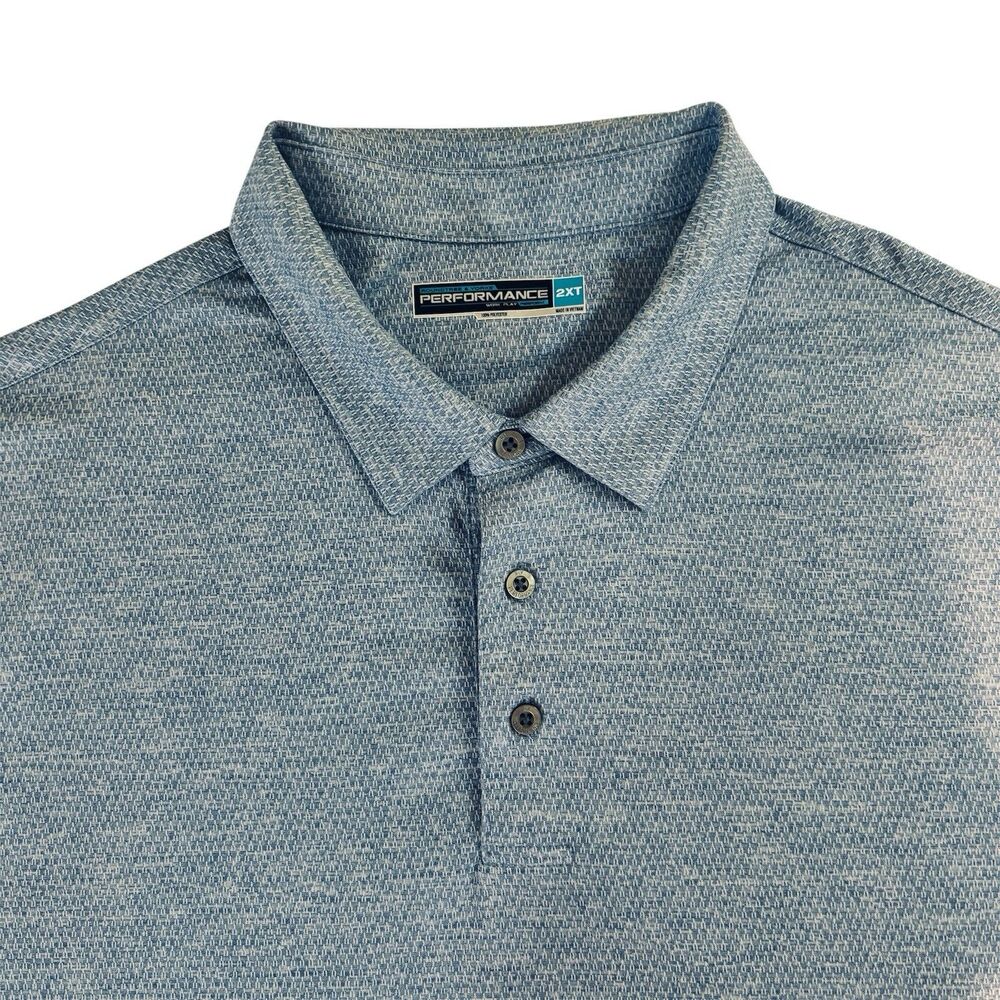 Roundtree & Yorke Performance Polo Shirt Mens 2XT  Blue Weave Pattern Stretch